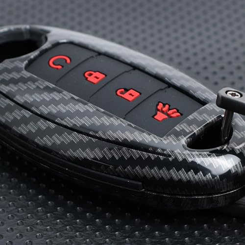 for Nissan Key Fob Cover with Key Chian 4 Button for Nissan 370Z Altima Maxima Murano Pathfinder Rogue Sentra Versa Titan GT-R Leaf Case Fob Shell Cover for Nissan Black